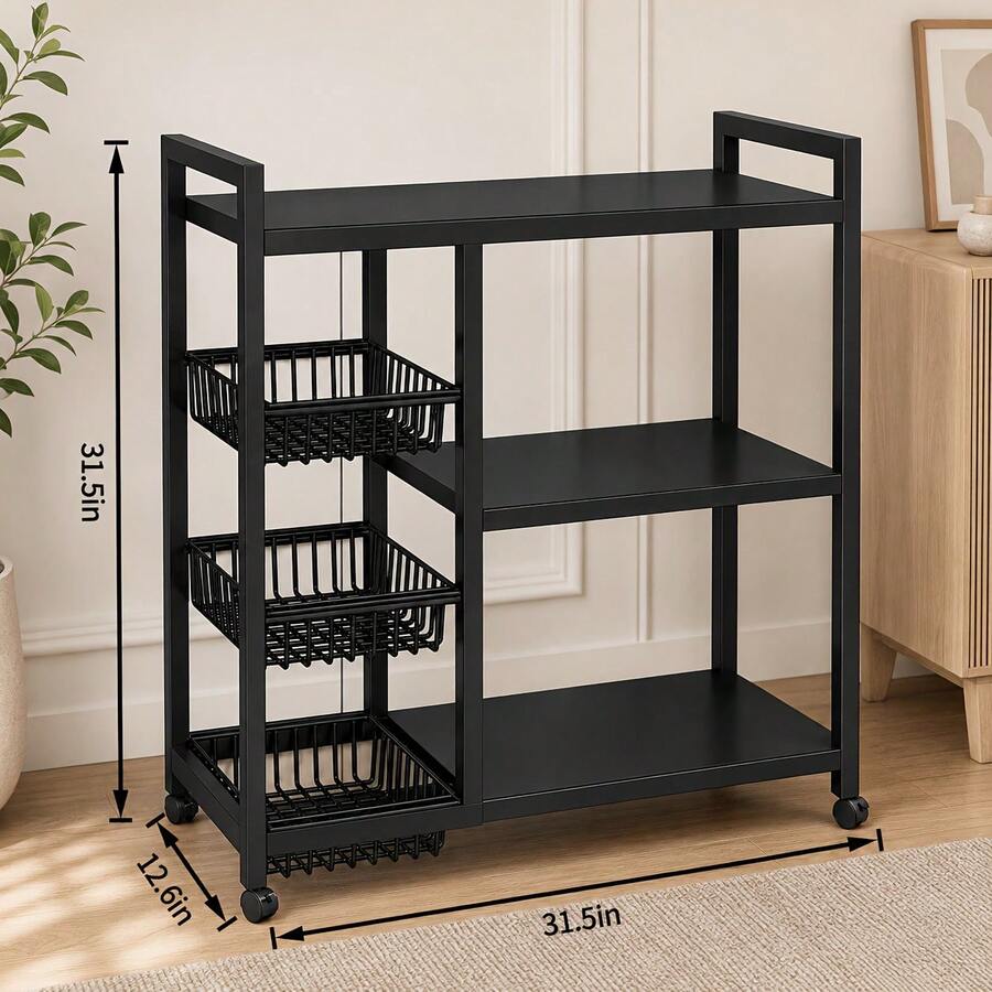 Home Edit Bathroom Storage - 1pc Mobile Storage Rack, Adjustable 4-Tier