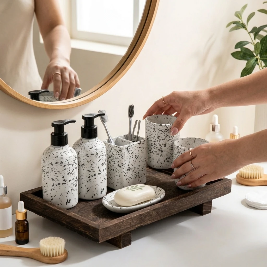 Retro Wooden Desk Storage Tray - Home Edit Bathroom Storage ulasan dan harga