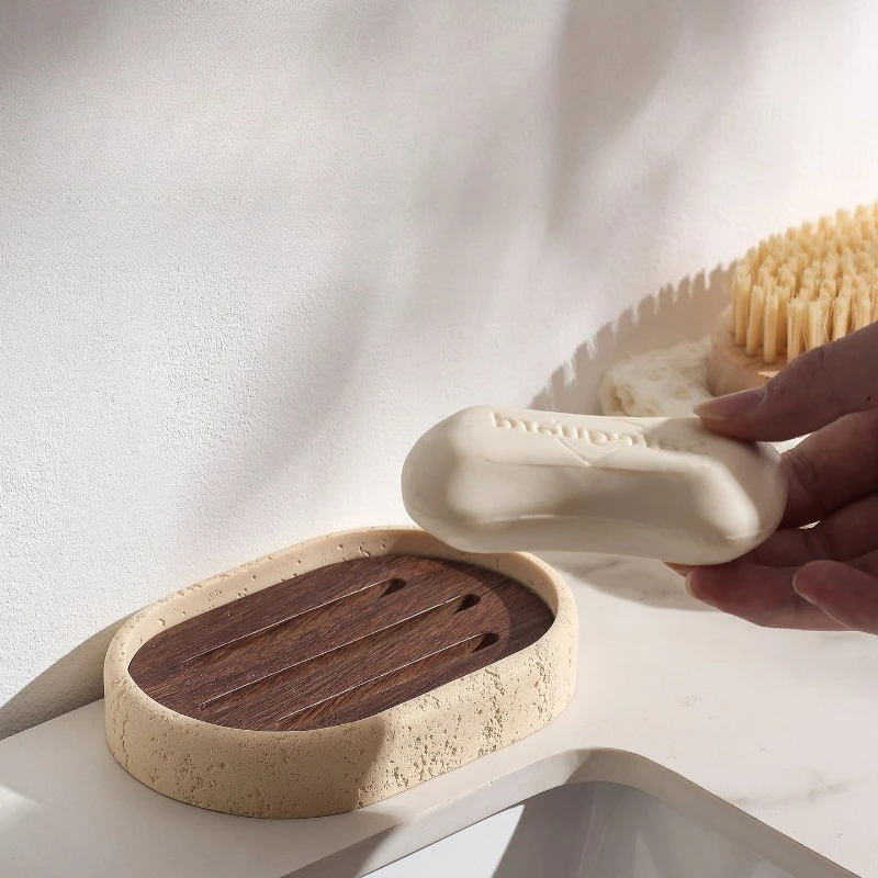 Light Luxury Natural Travertin - Home Bathroom Organizer ulasan dan harga