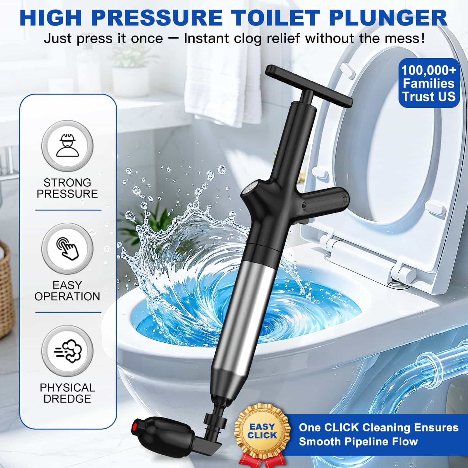 Toilet Plunge Blaster, High Pr - Plunger Toilet ulasan dan harga