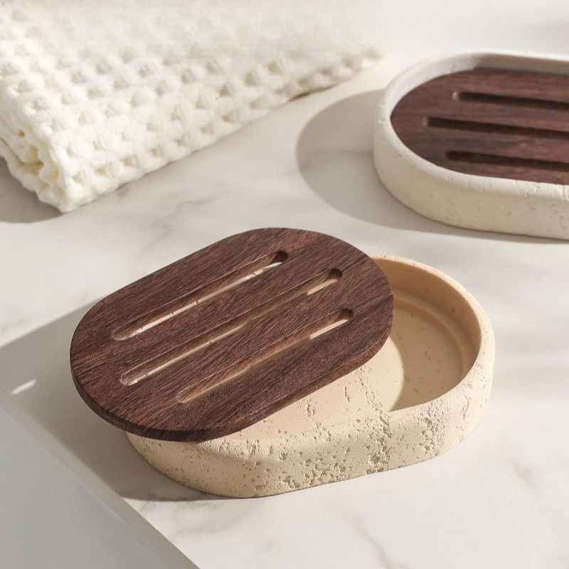 Light Luxury Natural Travertin - Home Bathroom Organizer ulasan dan harga