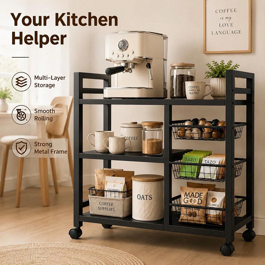 1pc Mobile Storage Rack, Adjus - Home Edit Bathroom Storage ulasan dan harga